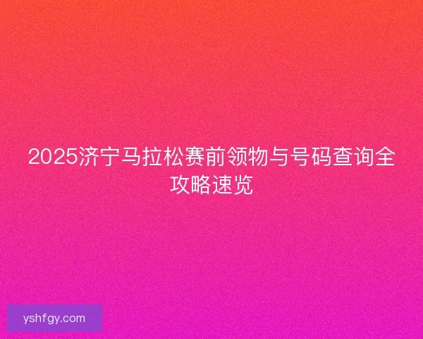 2025济宁马拉松赛前领物与号码查询全攻略速览