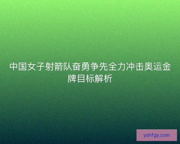 中国女子射箭队奋勇争先全力冲击奥运金牌目标解析